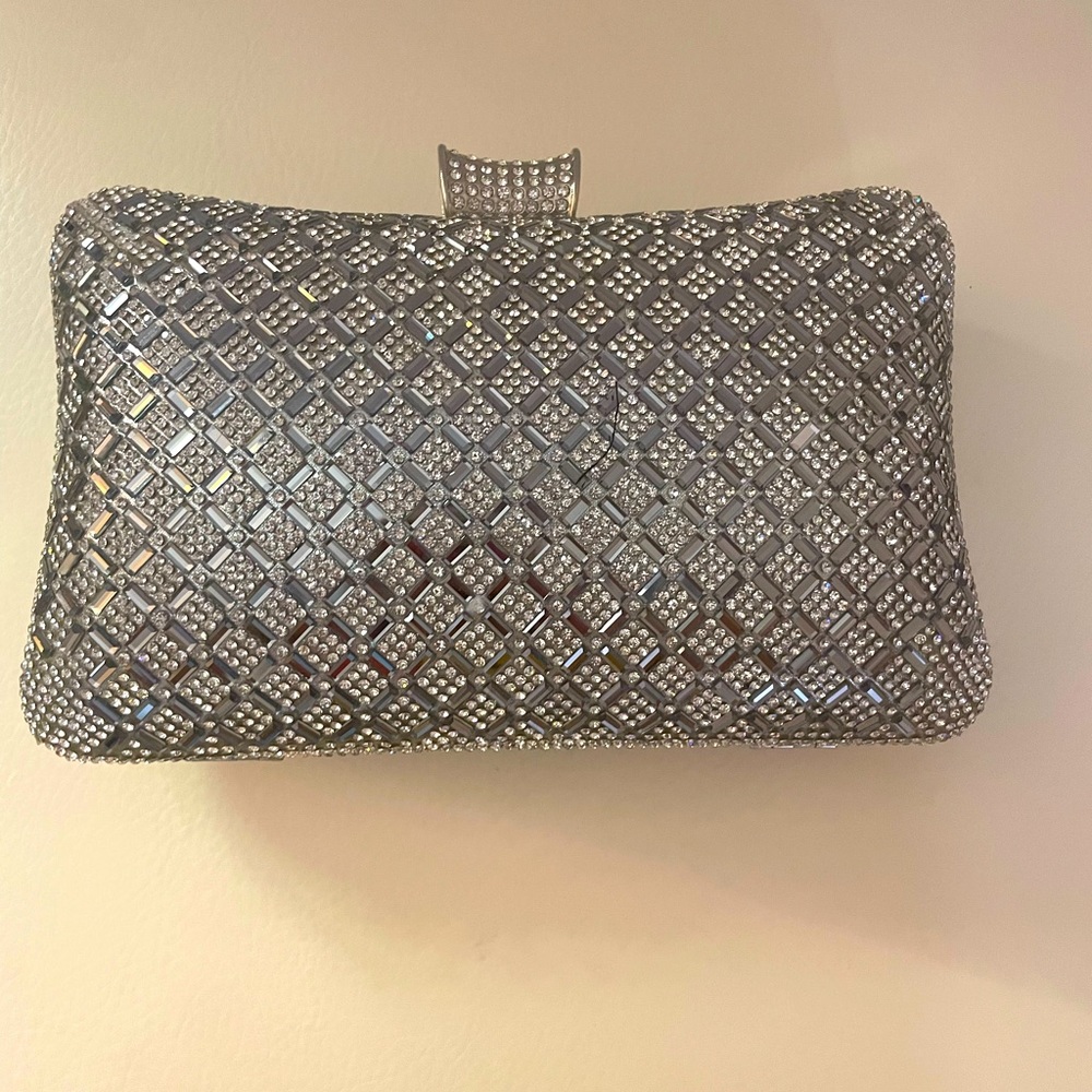 Silver Rhinestone Party Handbag